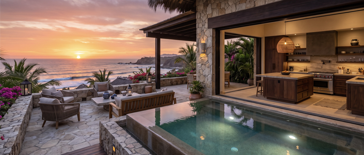 hot tub in a luxury Punta de Mita vacation rental