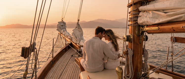 A couple on a sunset cruise in Puerto Vallarta